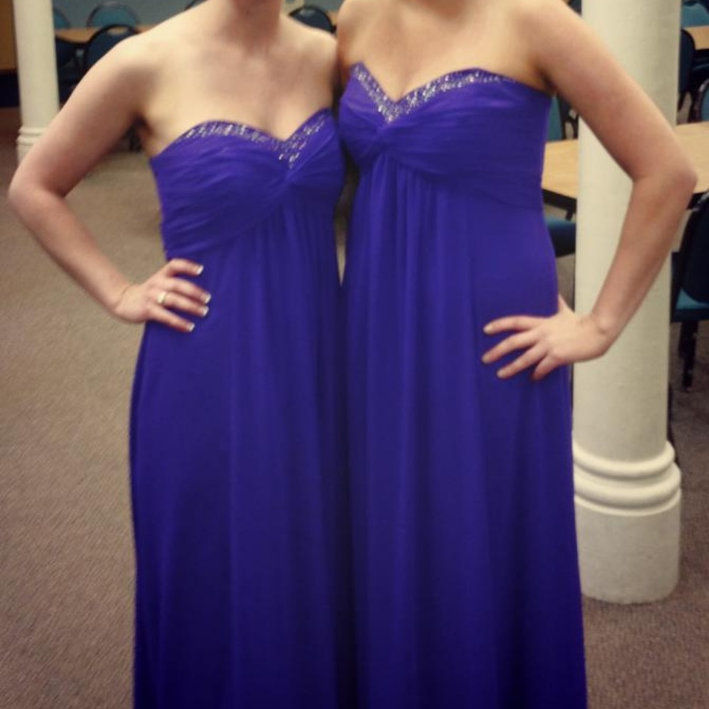 Purple Strapless Beaded/Sequin top Bridesmaid Dres